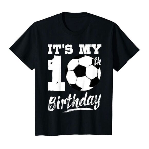 Kids Soccer 10th Birthday T Shirt - Picture 1 of 1